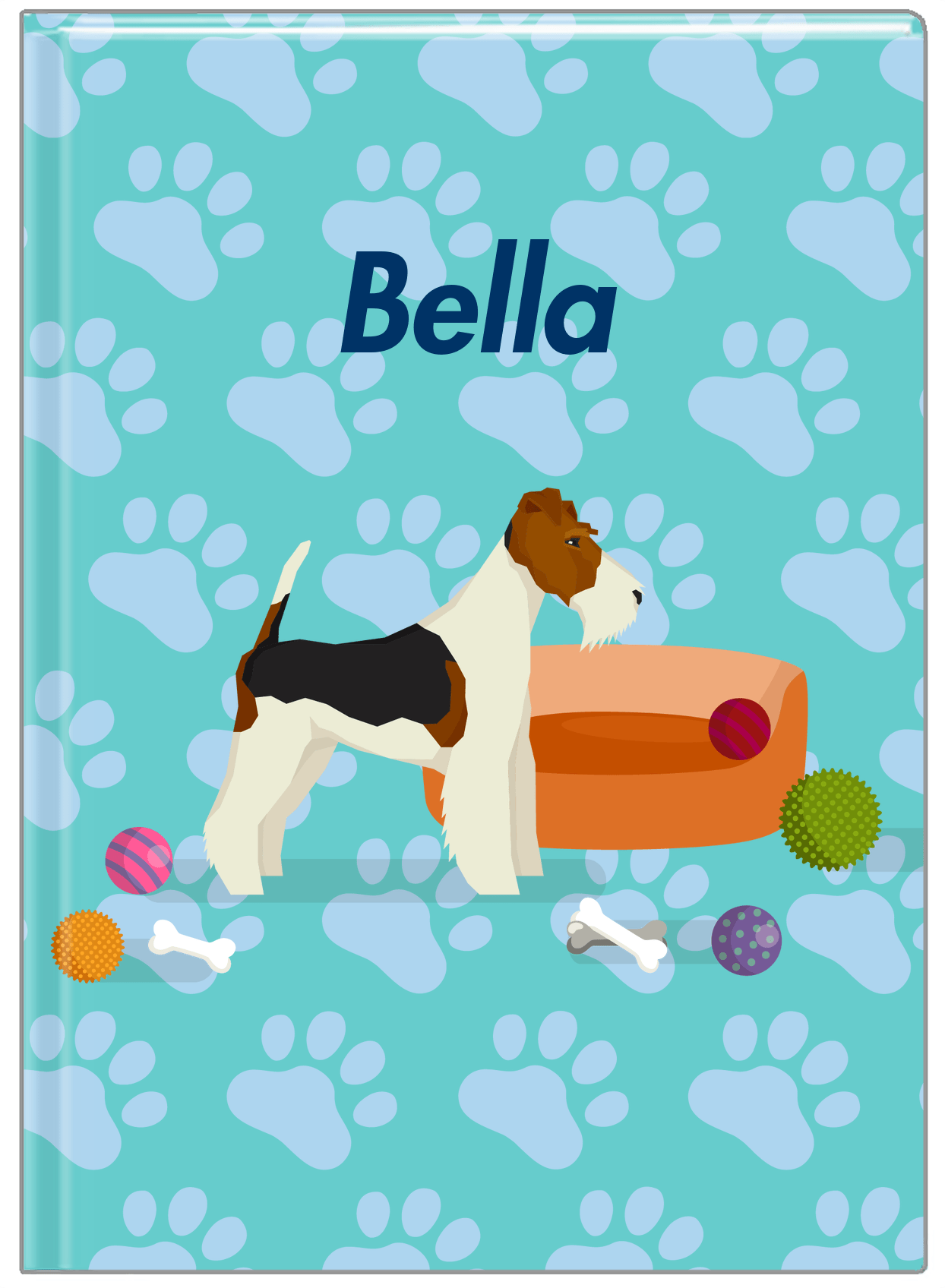 Personalized Dogs Journal I - Teal Background - Fox Terrier - Front View