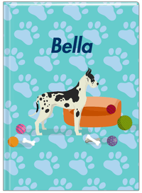 Thumbnail for Personalized Dogs Journal I - Teal Background - Great Dane - Front View