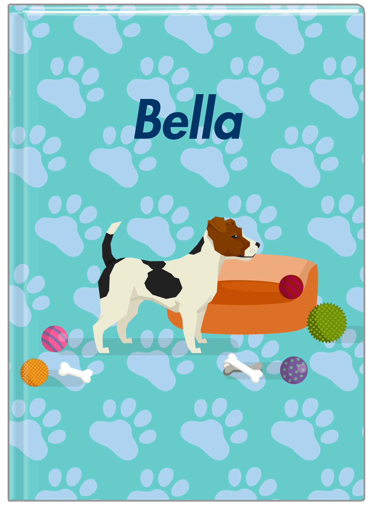 Personalized Dogs Journal I - Teal Background - Jack Russell Terrier - Front View