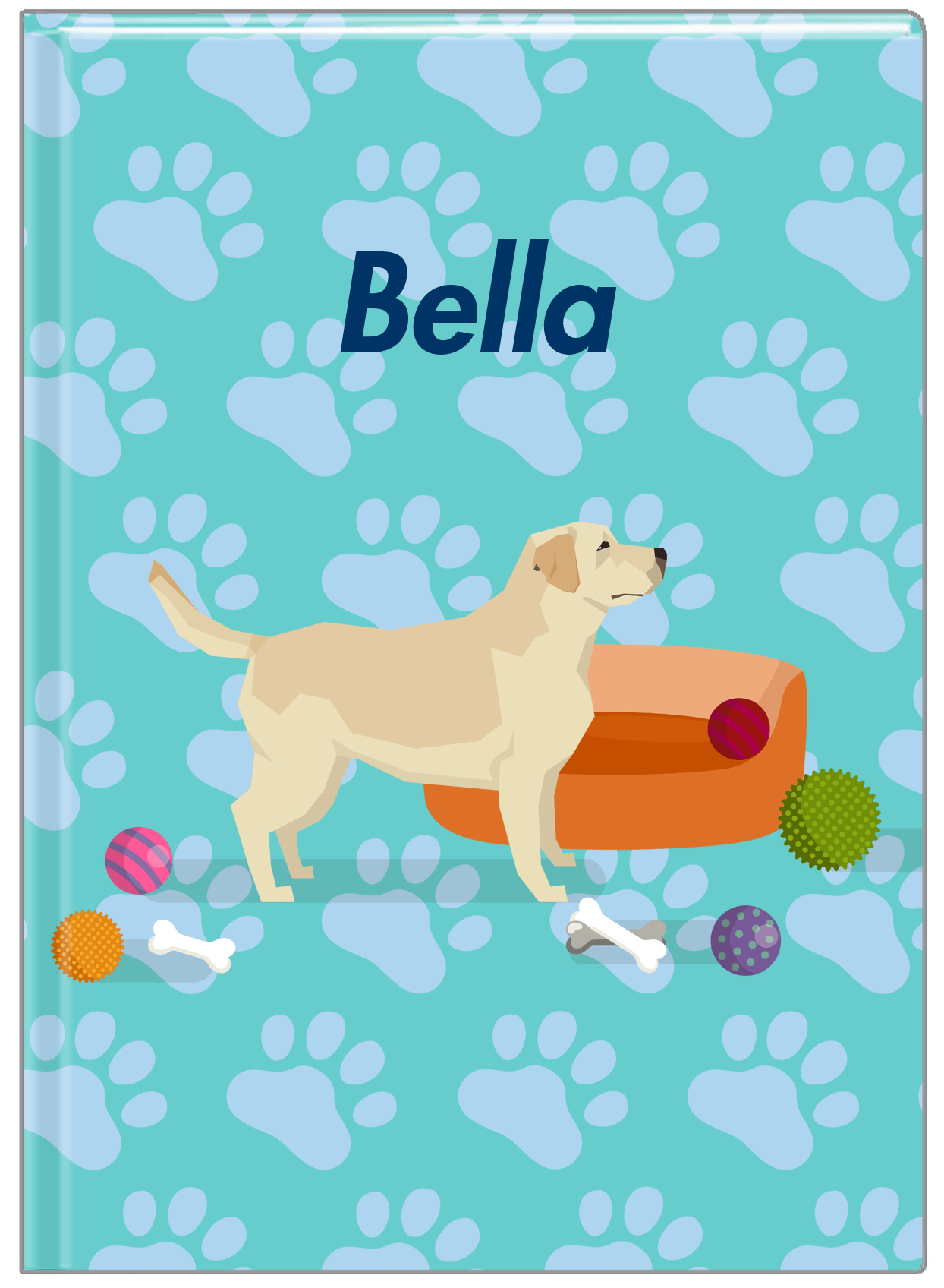 Personalized Dogs Journal I - Teal Background - Labrador Retriever - Front View