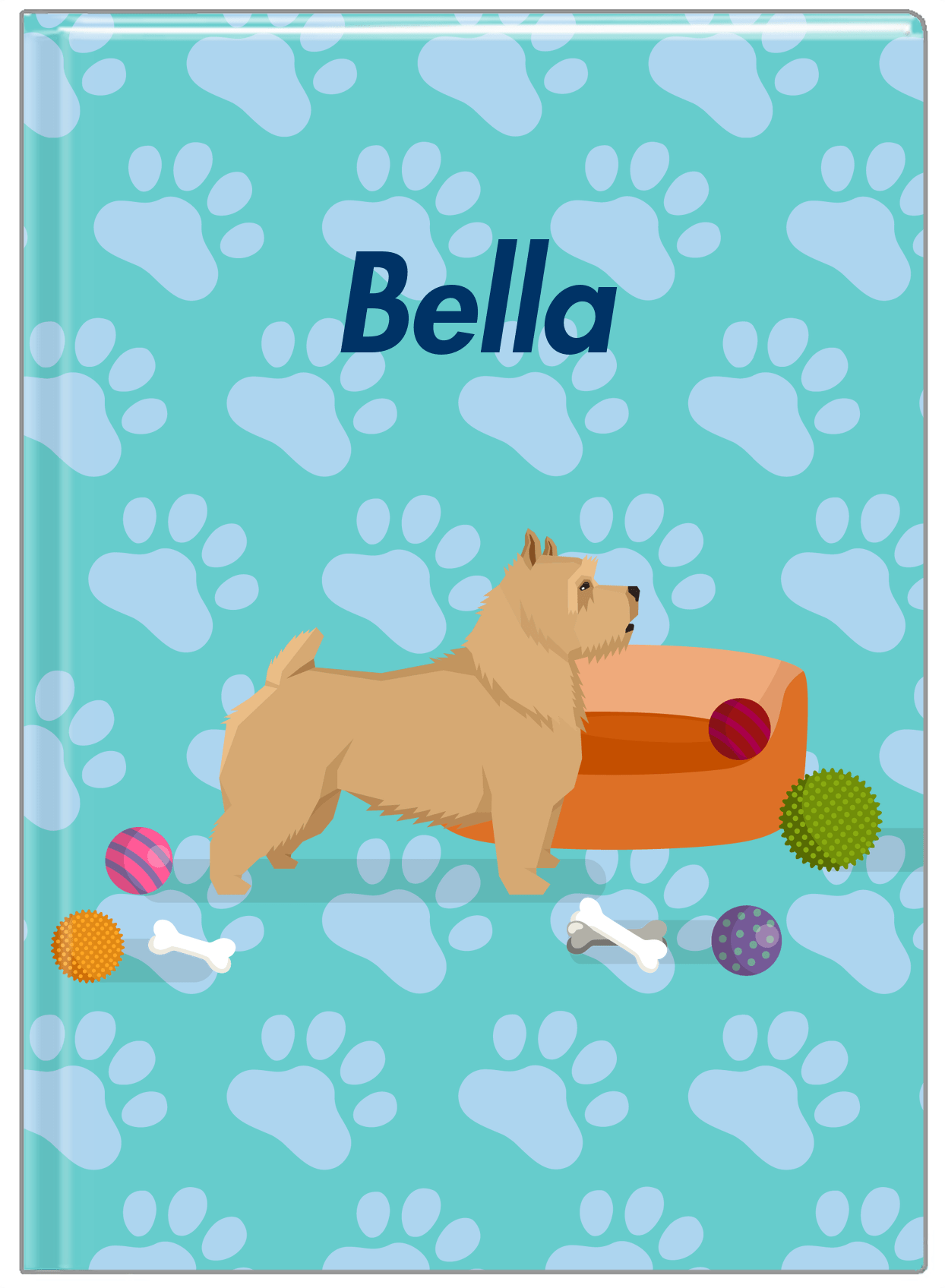 Personalized Dogs Journal I - Teal Background - Norwich Terrier - Front View