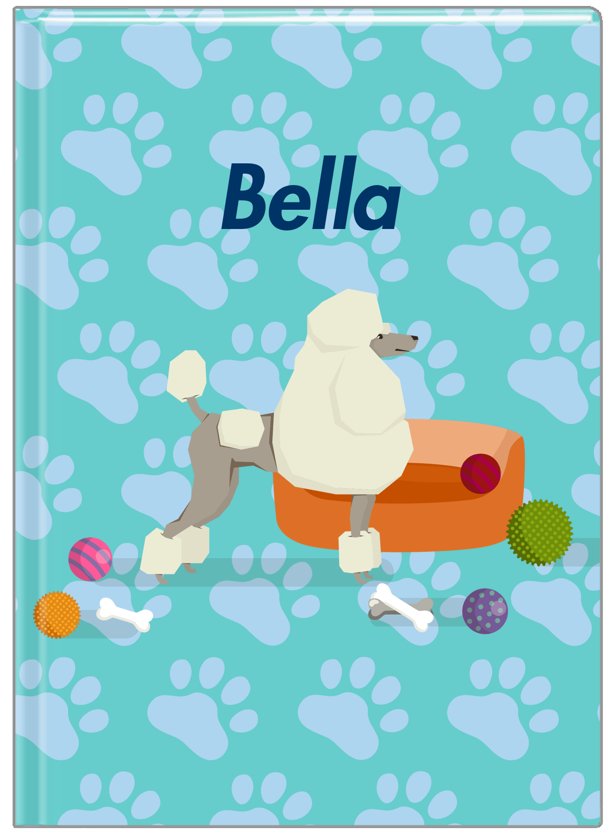 Personalized Dogs Journal I - Teal Background - Poodle - Front View