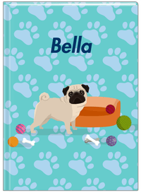Thumbnail for Personalized Dogs Journal I - Teal Background - Pug - Front View