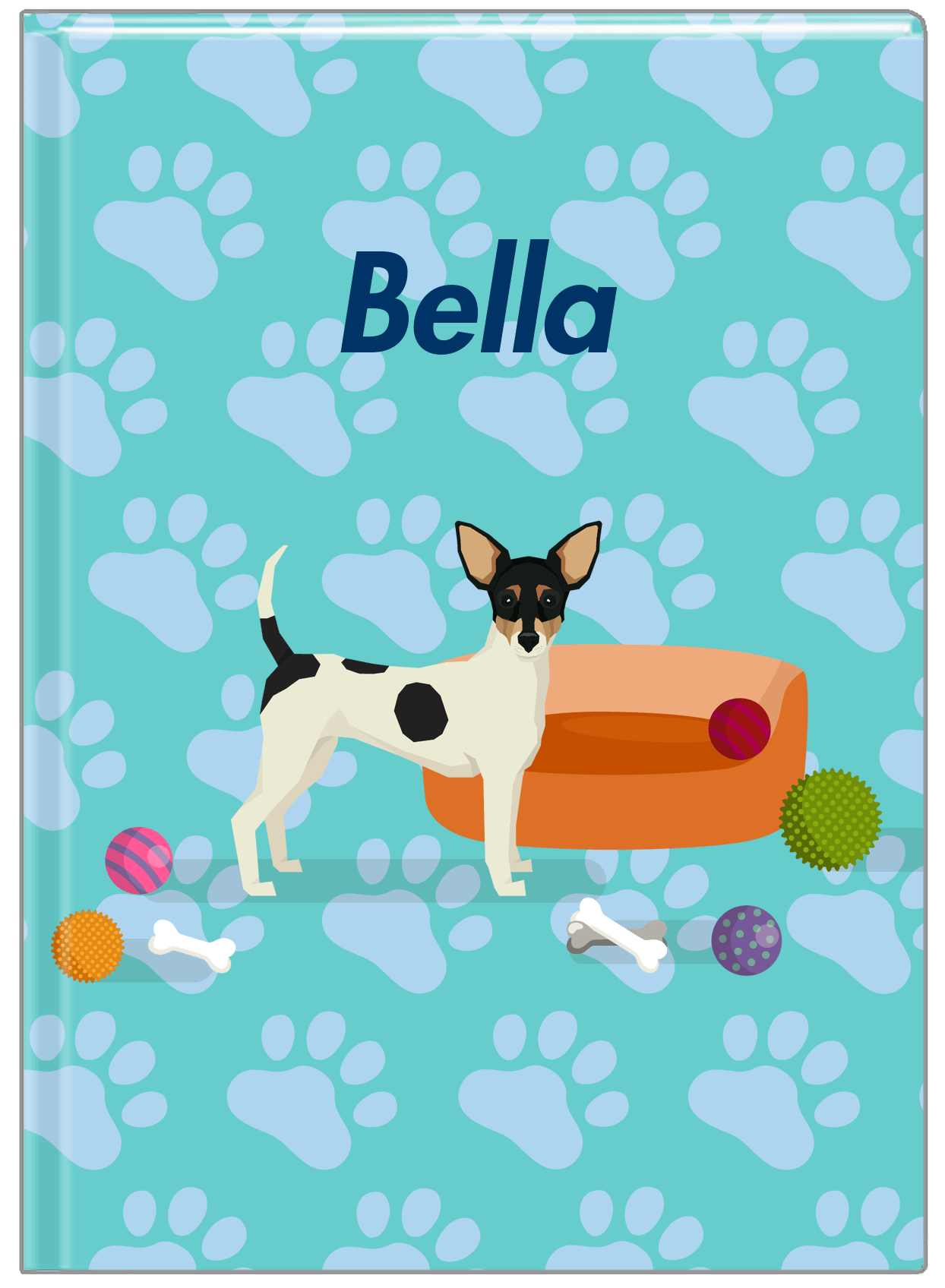 Personalized Dogs Journal I - Teal Background - Toy Fox Terrier - Front View