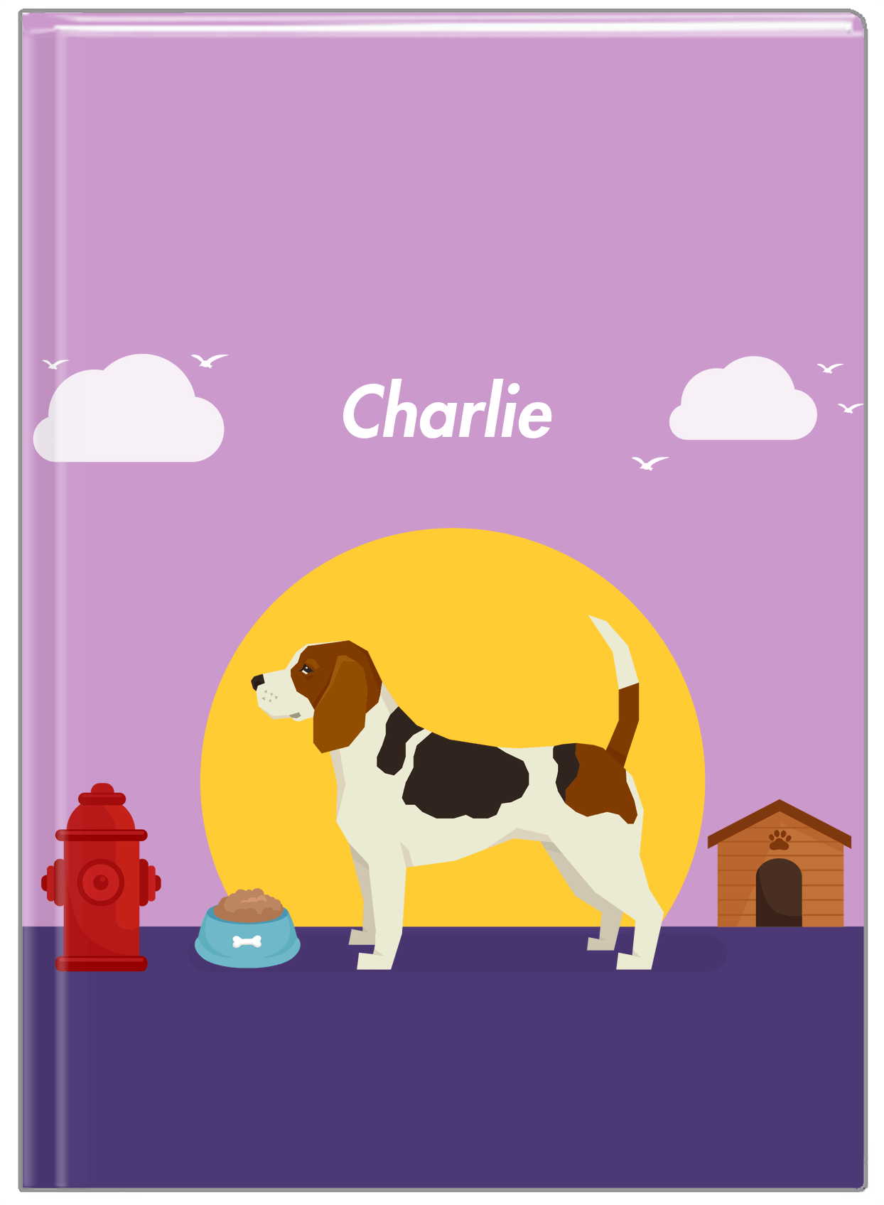 Personalized Dogs Journal II - Purple Background - Beagle - Front View