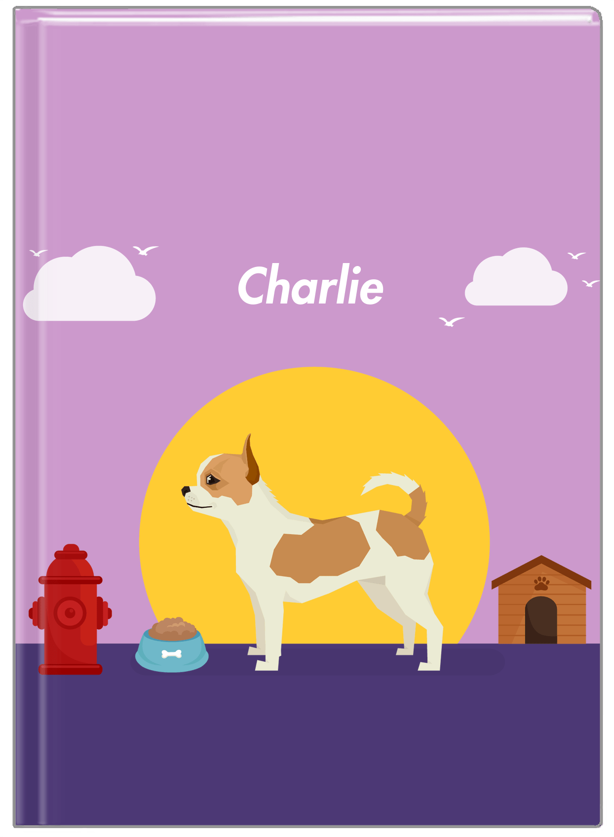 Personalized Dogs Journal II - Purple Background - Chihuahua - Front View
