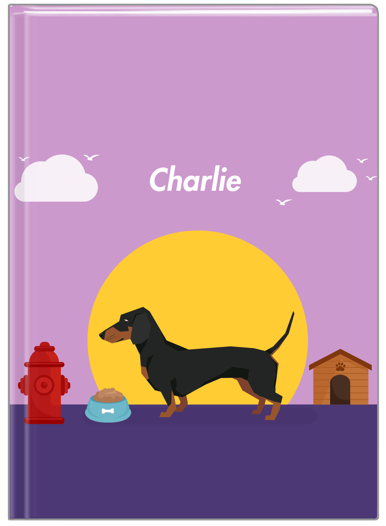 Personalized Dogs Journal II - Purple Background - Dachshund - Front View