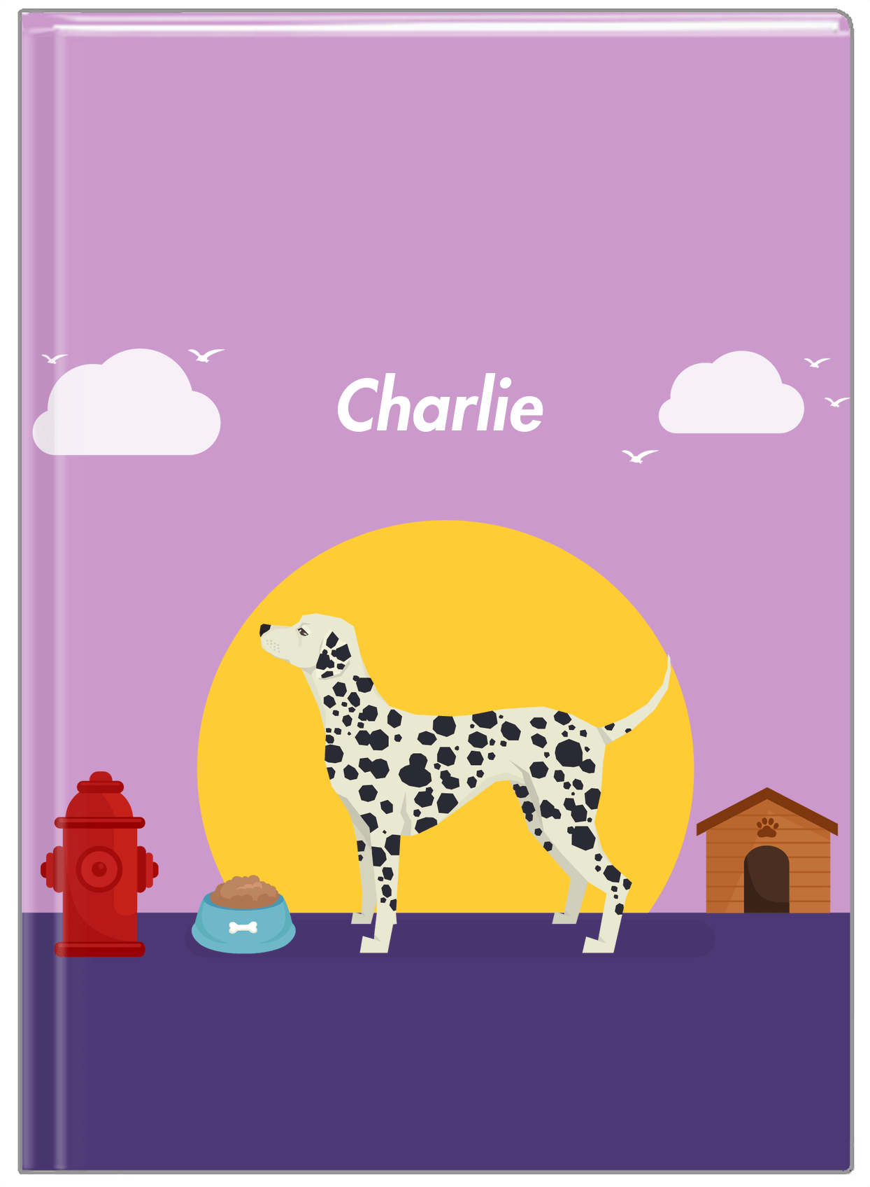 Personalized Dogs Journal II - Purple Background - Dalmatian - Front View