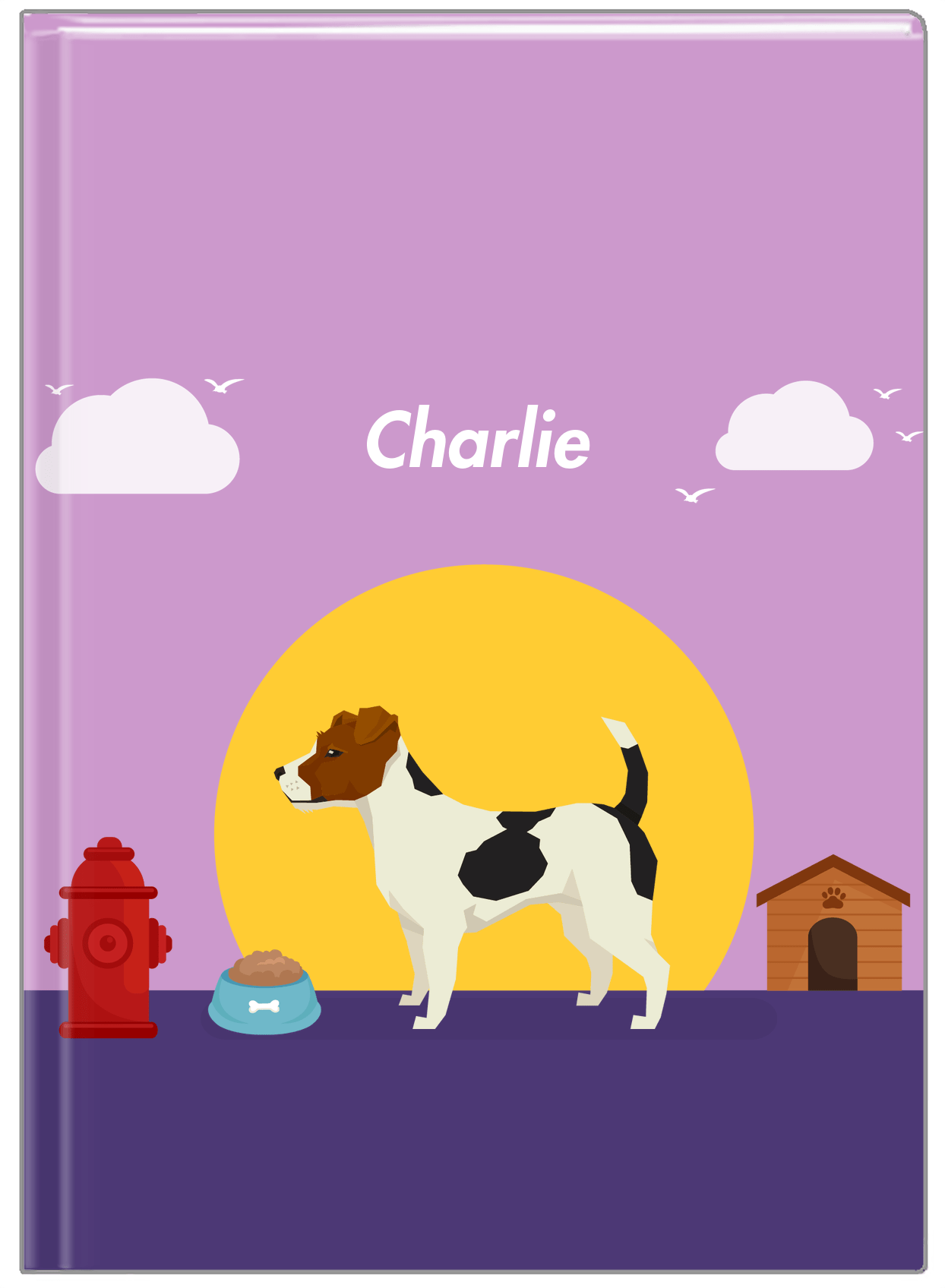 Personalized Dogs Journal II - Purple Background - Jack Russell Terrier - Front View