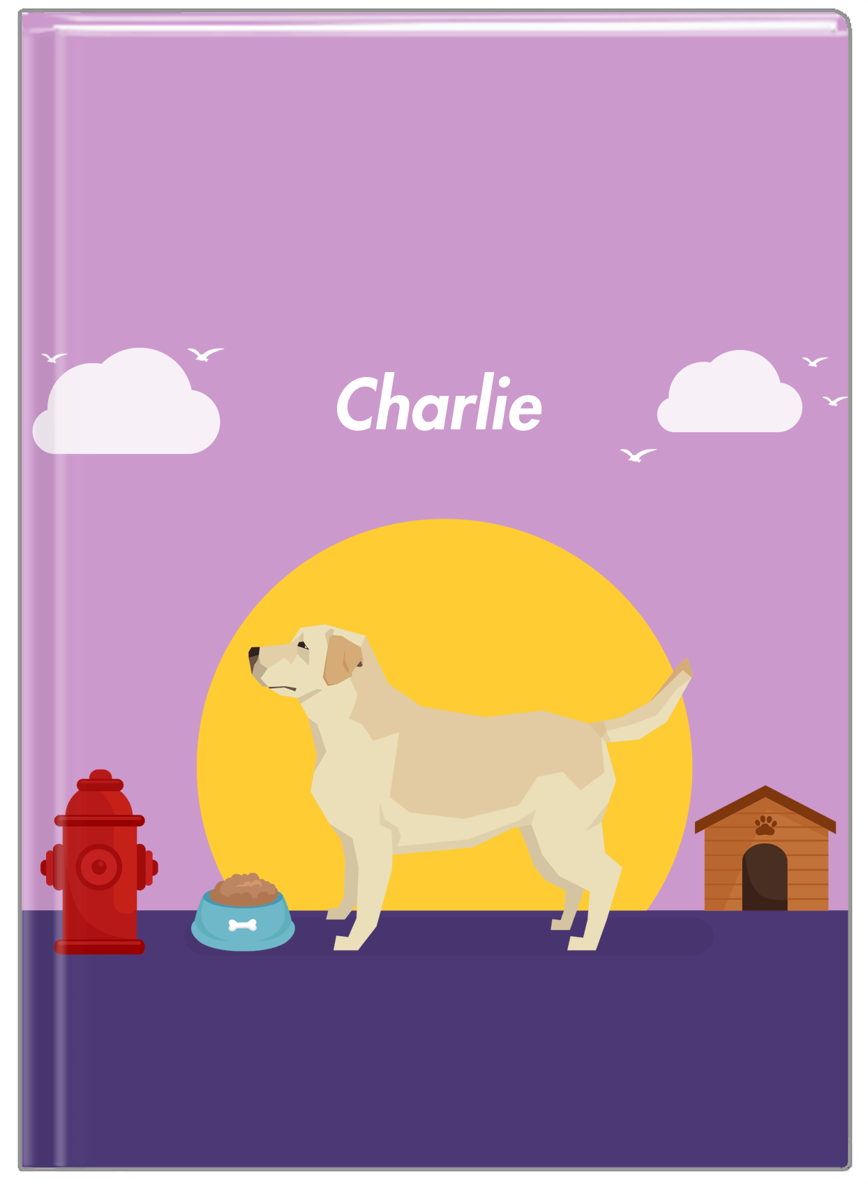 Personalized Dogs Journal II - Purple Background - Labrador Retriever - Front View