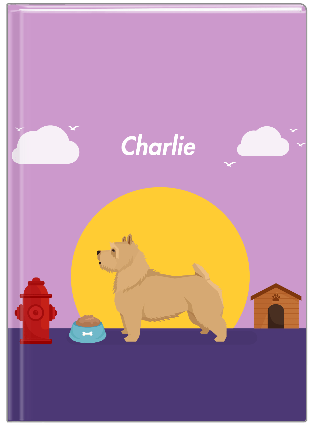 Personalized Dogs Journal II - Purple Background - Norwich Terrier - Front View