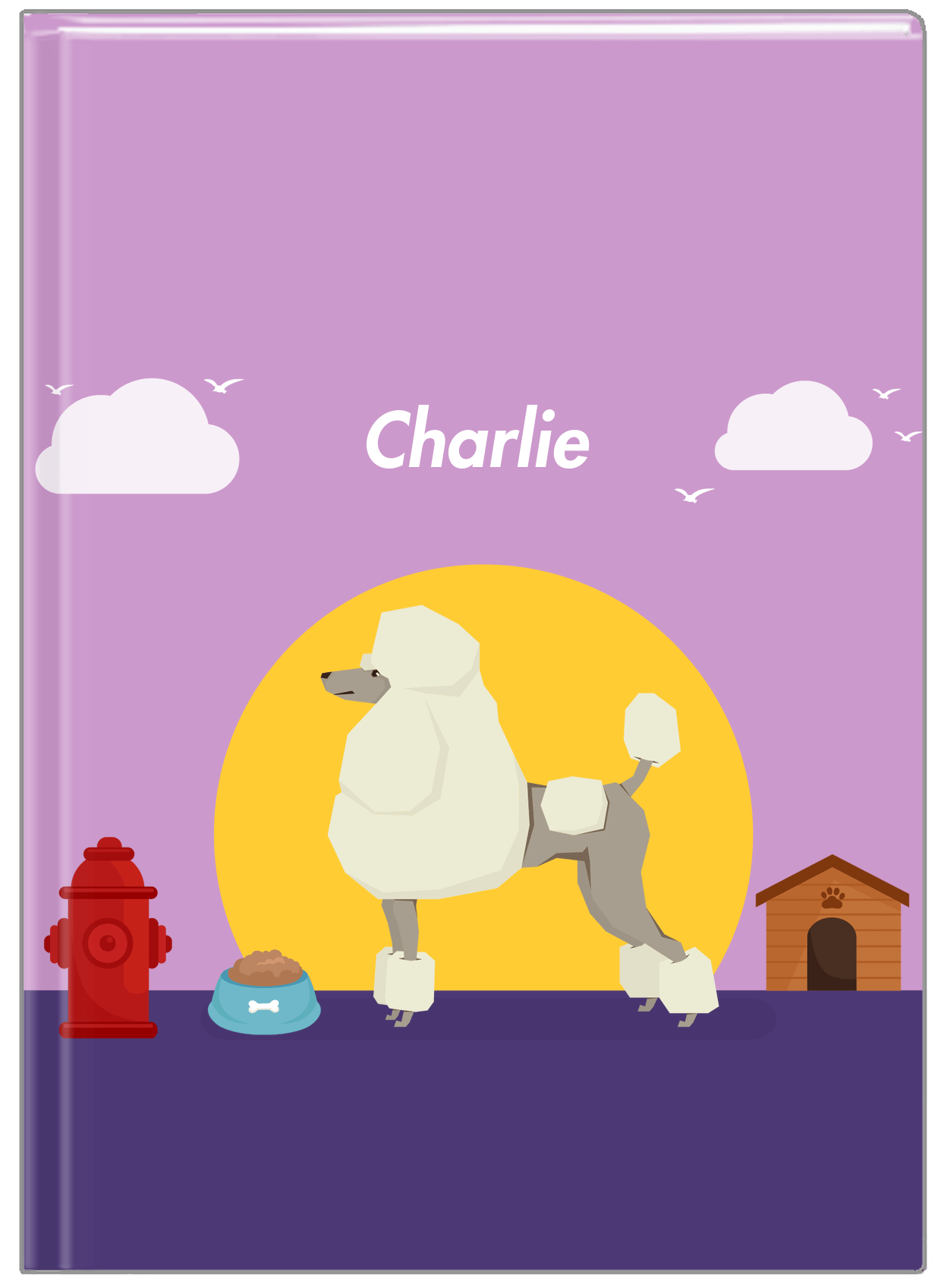 Personalized Dogs Journal II - Purple Background - Poodle - Front View
