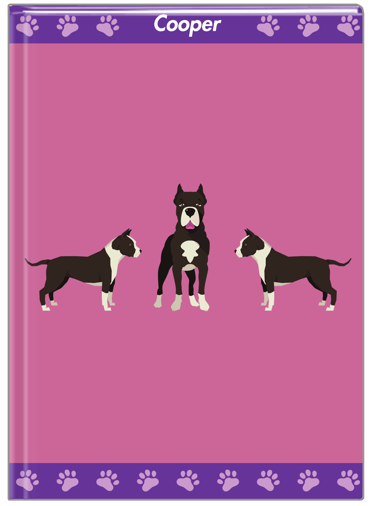 Personalized Dogs Journal III - Purple Background - American Staffordshire Terrier - Front View