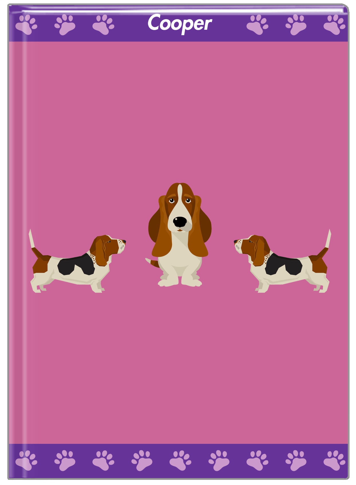 Personalized Dogs Journal III - Purple Background - Basset Hound - Front View