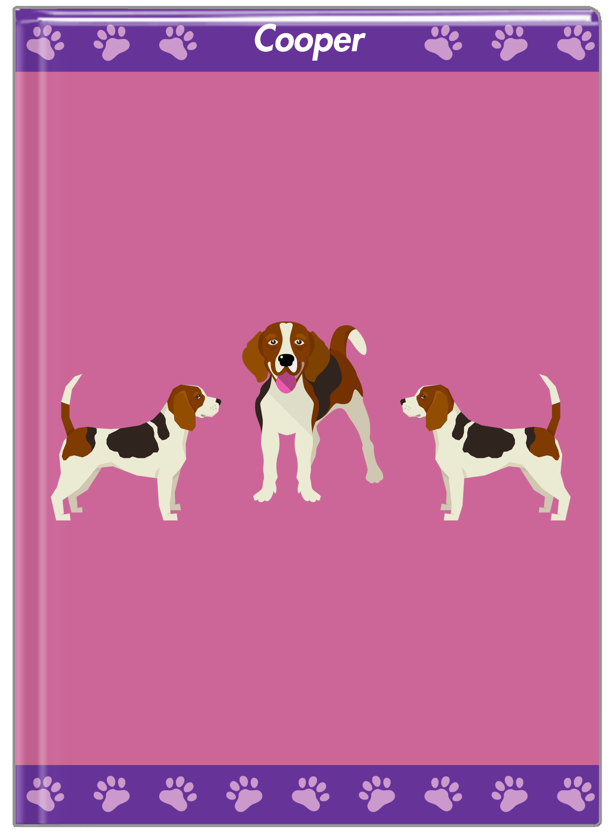 Personalized Dogs Journal III - Purple Background - Beagle - Front View