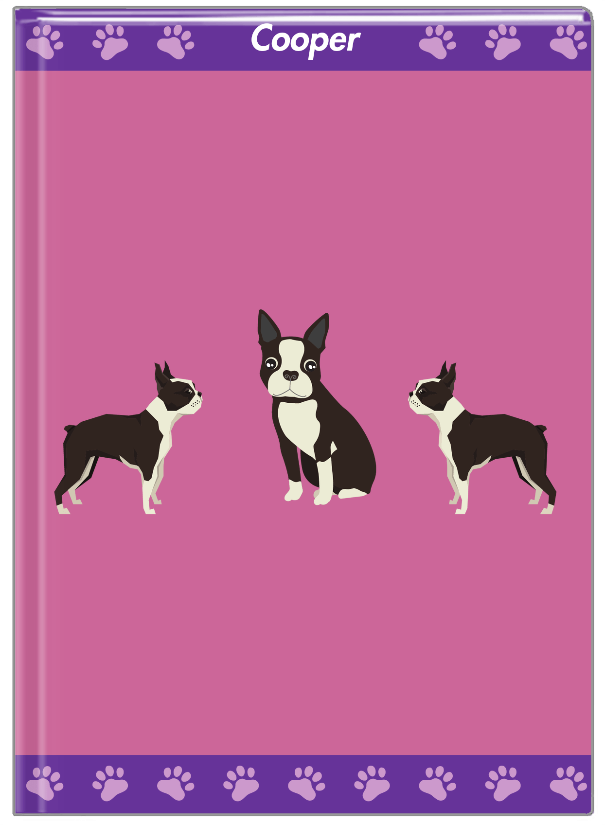 Personalized Dogs Journal III - Purple Background - Boston Terrier - Front View
