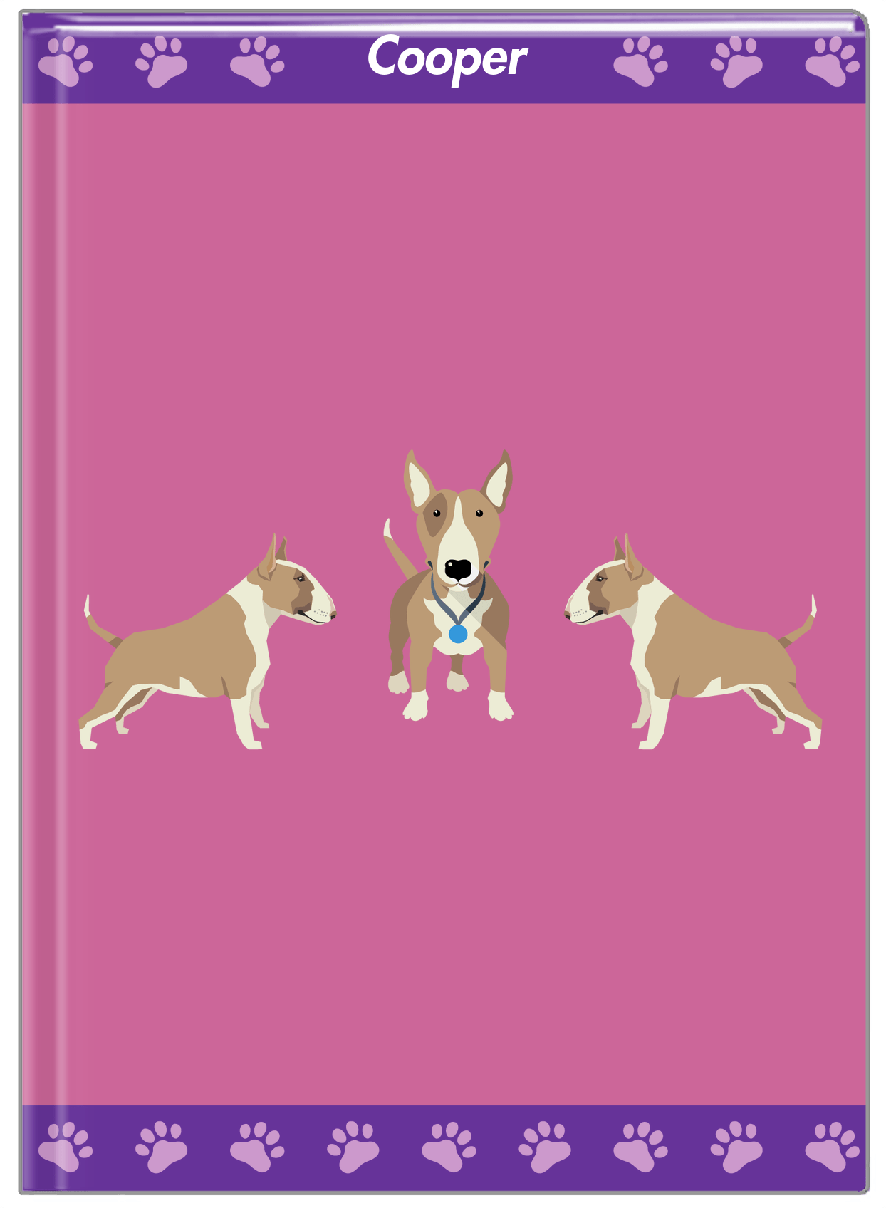 Personalized Dogs Journal III - Purple Background - Bull Terrier - Front View
