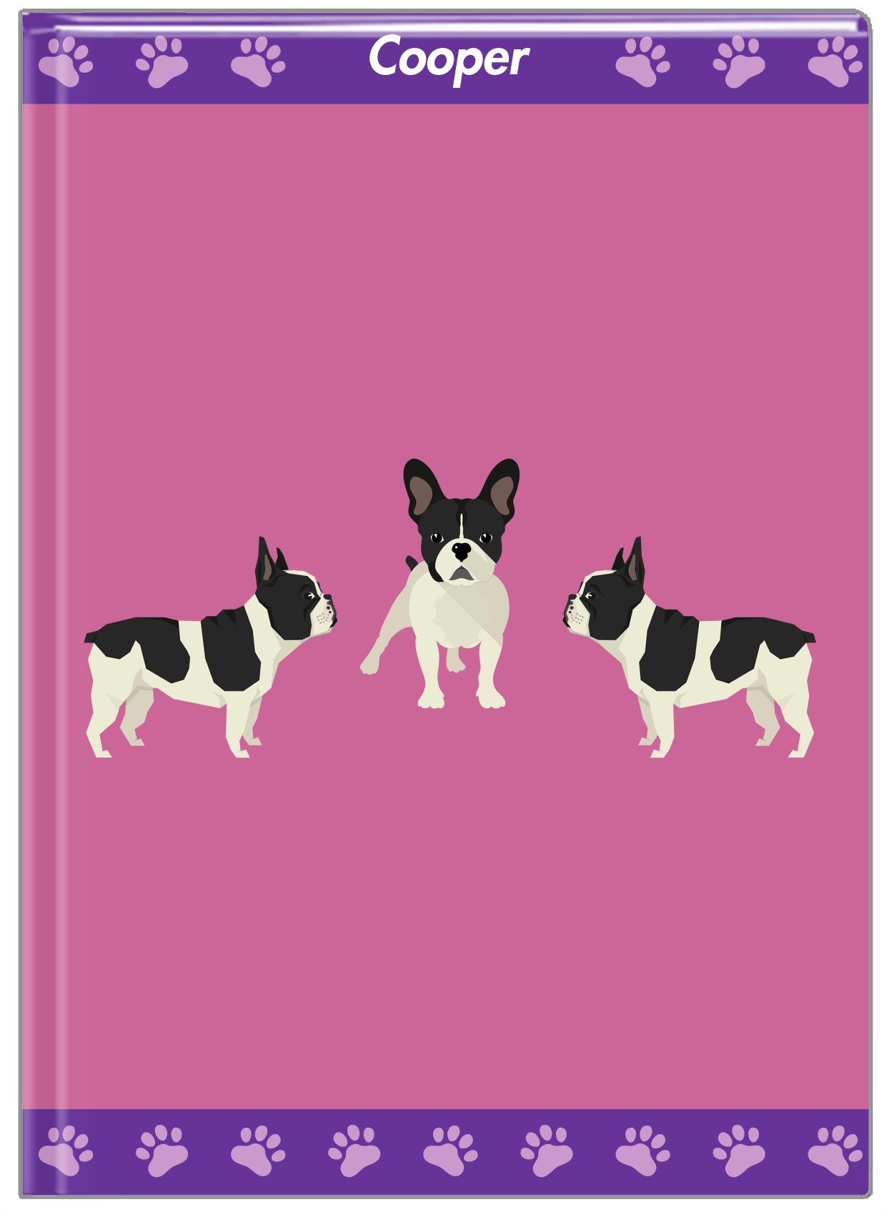 Personalized Dogs Journal III - Purple Background - French Bulldog - Front View