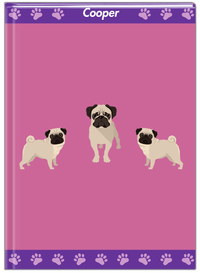 Thumbnail for Personalized Dogs Journal III - Purple Background - Pug - Front View