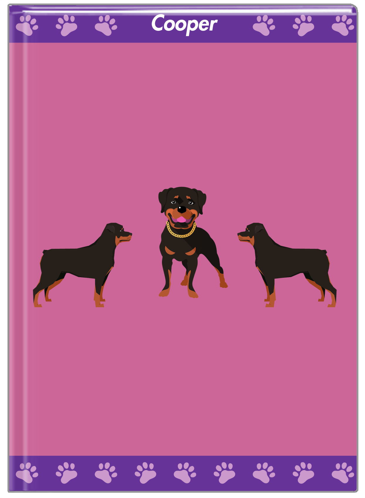 Personalized Dogs Journal III - Purple Background - Rottweiler - Front View