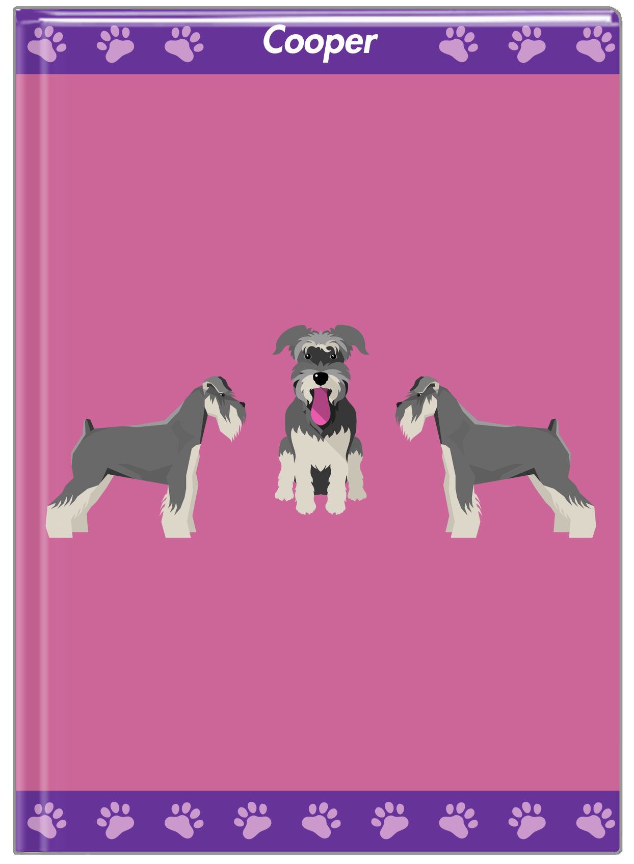 Personalized Dogs Journal III - Purple Background - Schnauzer - Front View