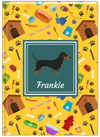 Thumbnail for Personalized Dogs Journal VI - Yellow Background - Dachshund - Front View