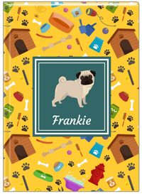 Thumbnail for Personalized Dogs Journal VI - Yellow Background - Pug - Front View