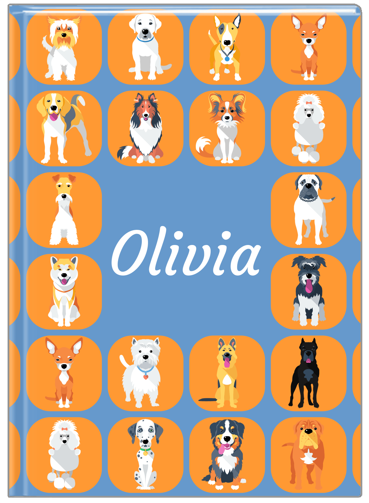 Personalized Dogs Journal VII - Blue Background - Front View