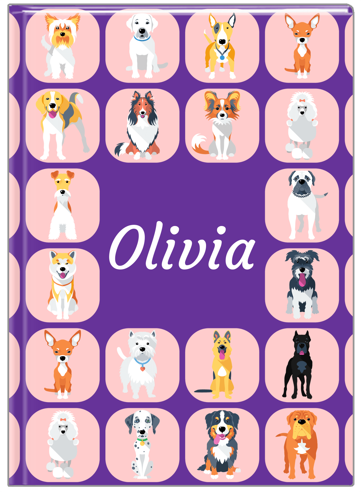 Personalized Dogs Journal VII - Purple Background - Front View