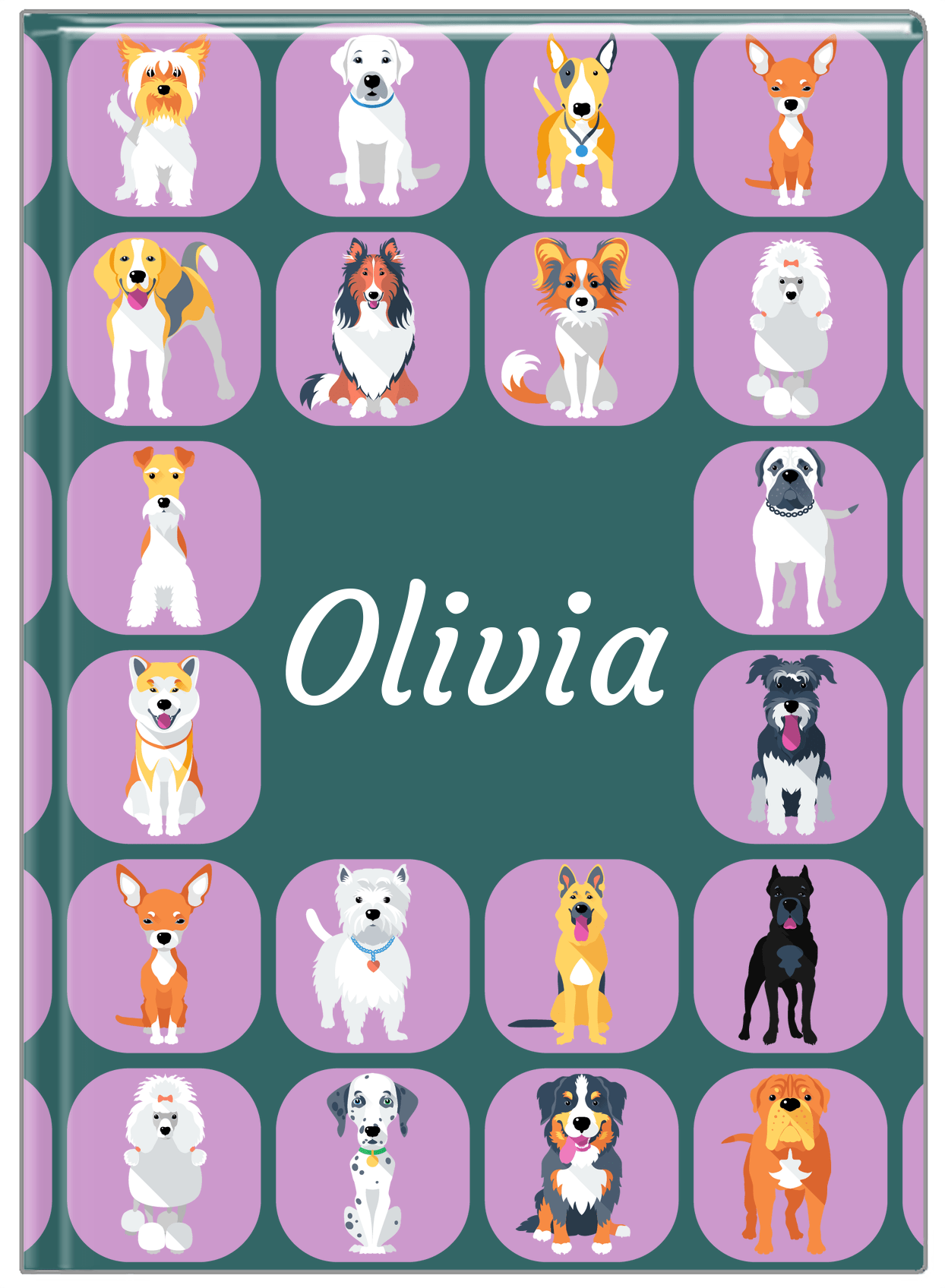 Personalized Dogs Journal VII - Teal Background - Front View
