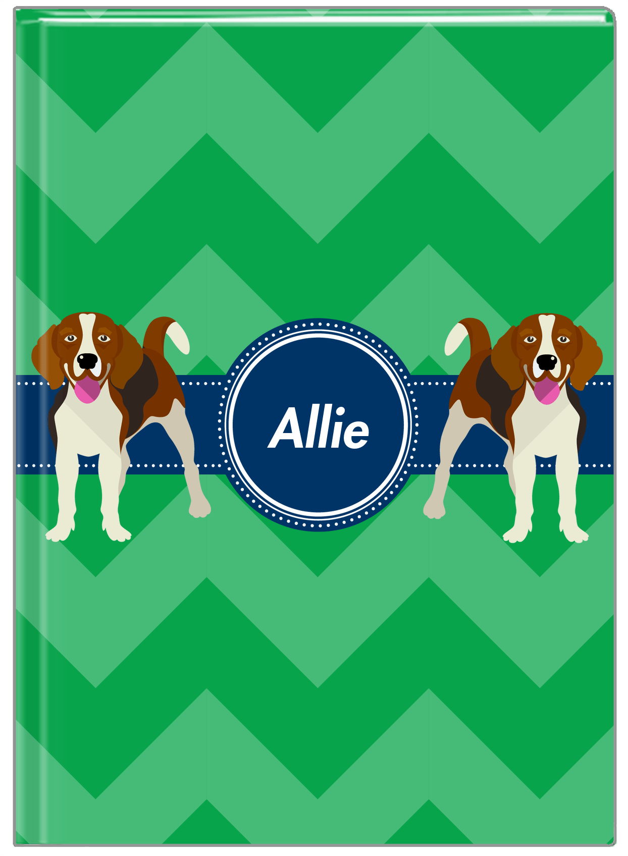 Personalized Dogs Journal VIII - Green Background - Beagle - Front View