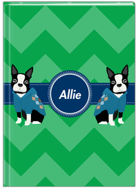 Thumbnail for Personalized Dogs Journal VIII - Green Background - Boston Terrier - Front View