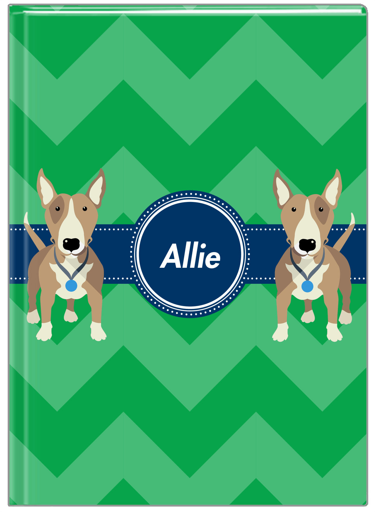 Personalized Dogs Journal VIII - Green Background - Bull Terrier - Front View
