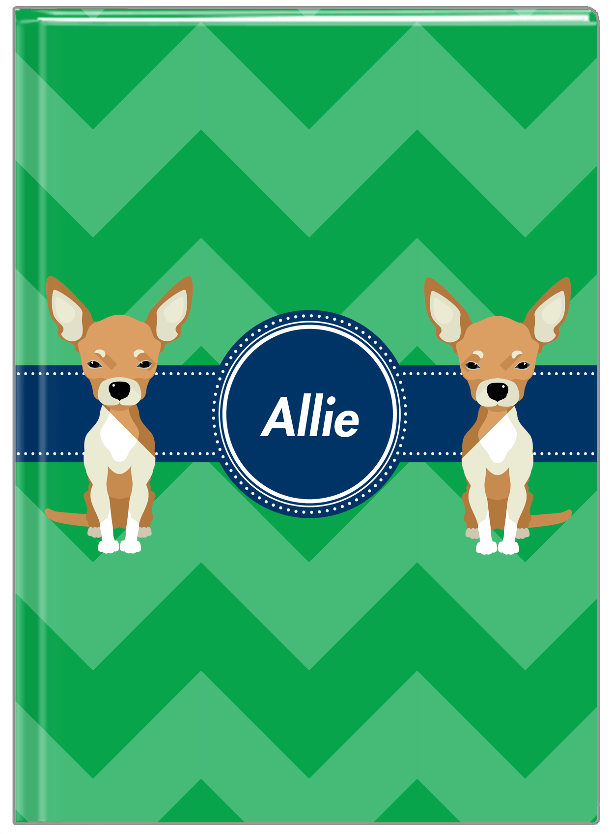 Personalized Dogs Journal VIII - Green Background - Chihuahua - Front View
