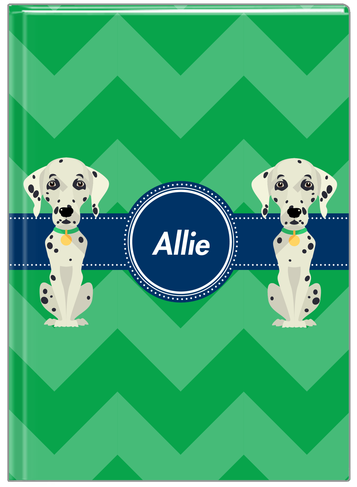 Personalized Dogs Journal VIII - Green Background - Dalmatian - Front View