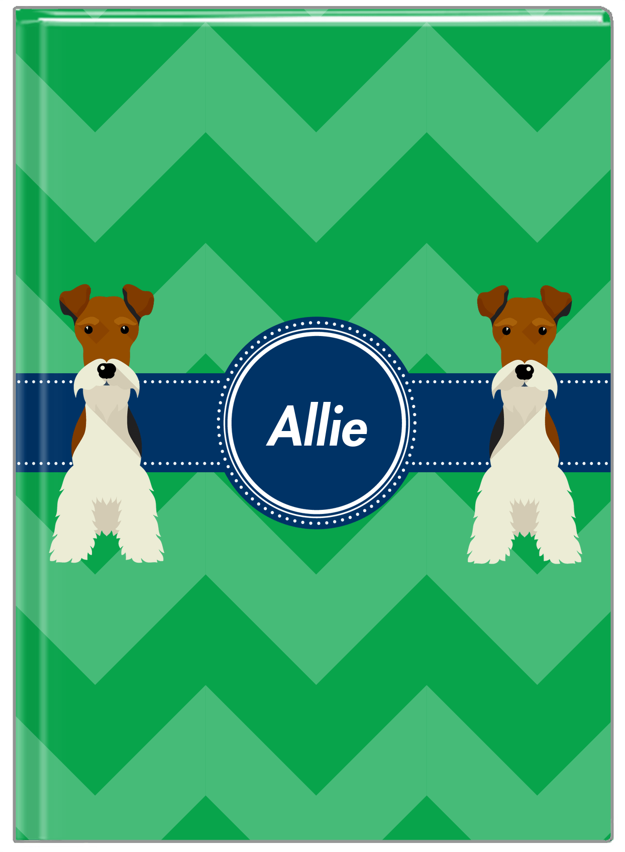 Personalized Dogs Journal VIII - Green Background - Fox Terrier - Front View