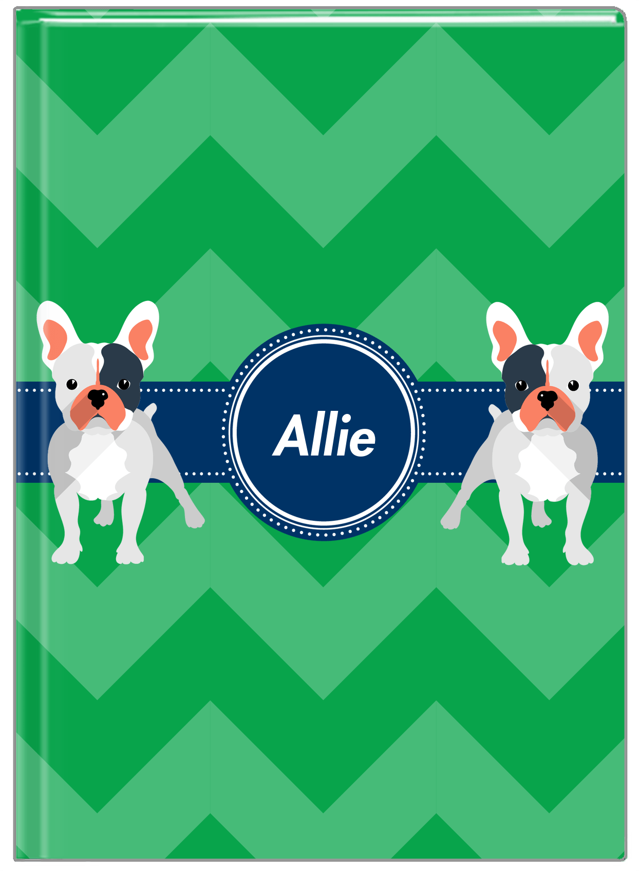 Personalized Dogs Journal VIII - Green Background - French Bulldog - Front View