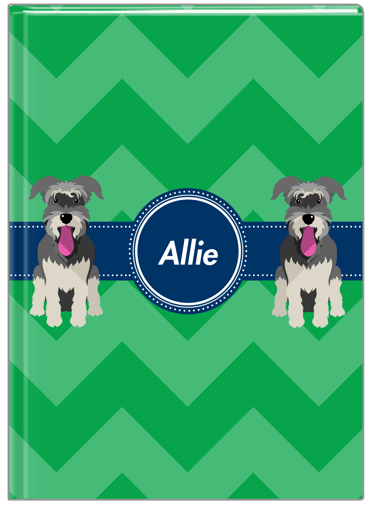 Personalized Dogs Journal VIII - Green Background - Schnauzer - Front View