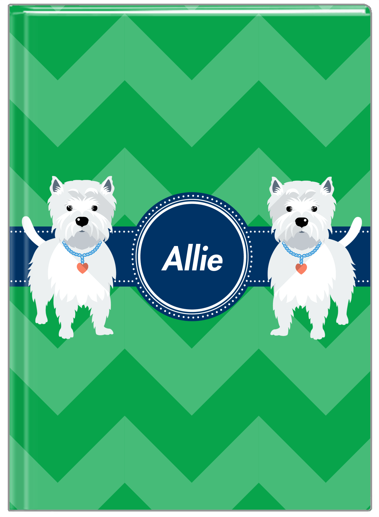 Personalized Dogs Journal VIII - Green Background - Westie - Front View