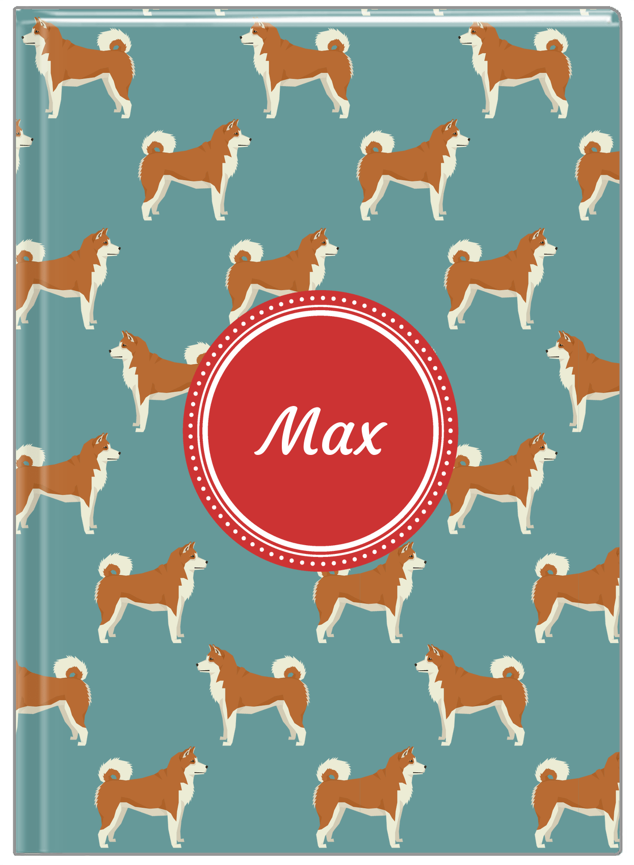 Personalized Dogs Journal IX - Teal Background - Akita Inu - Front View