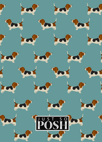 Thumbnail for Personalized Dogs Journal IX - Teal Background - Basset Hound - Back View