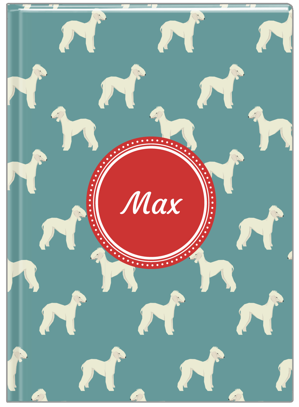 Personalized Dogs Journal IX - Teal Background - Bedlington Terrier - Front View