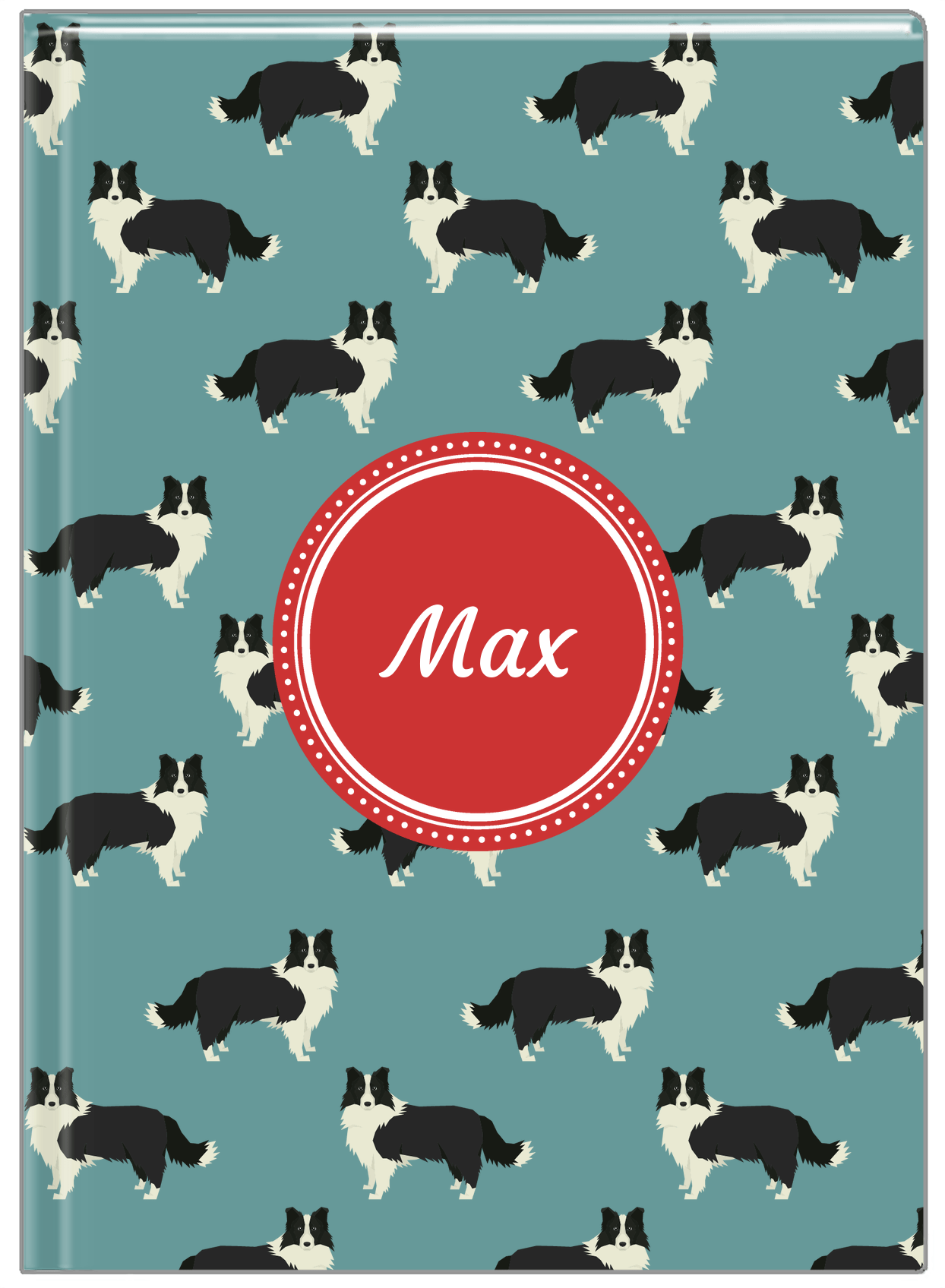 Personalized Dogs Journal IX - Teal Background - Border Collie - Front View