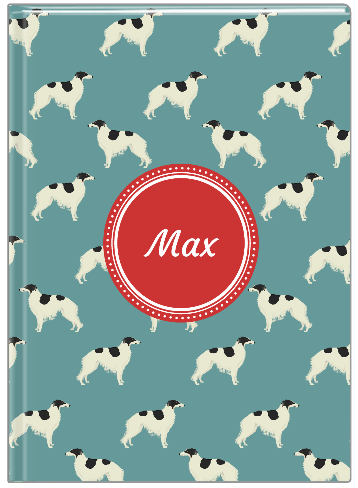 Personalized Dogs Journal IX - Teal Background - Borzoi - Front View