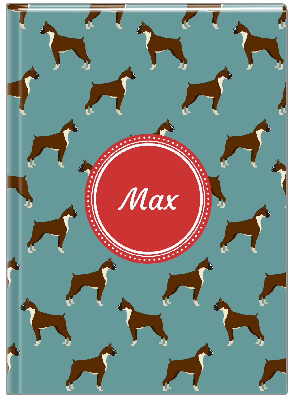 Personalized Dogs Journal IX - Teal Background - Boxer - Front View