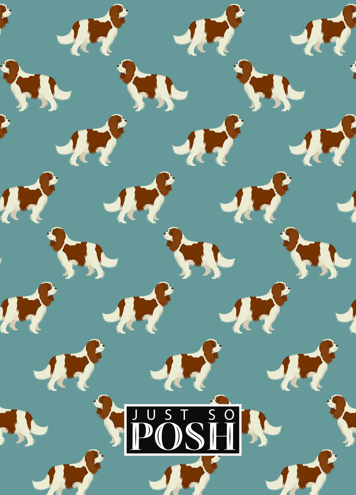 Personalized Dogs Journal IX - Teal Background - Cavalier King Charles Spaniel - Back View
