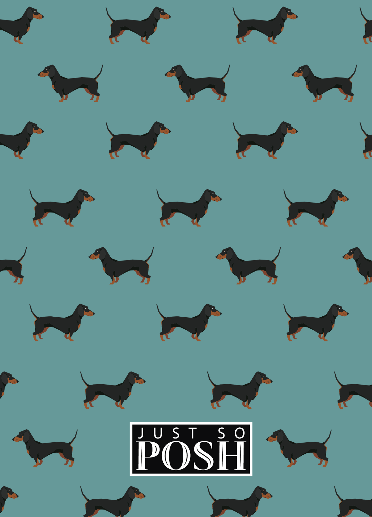 Personalized Dogs Journal IX - Teal Background - Dachshund - Back View