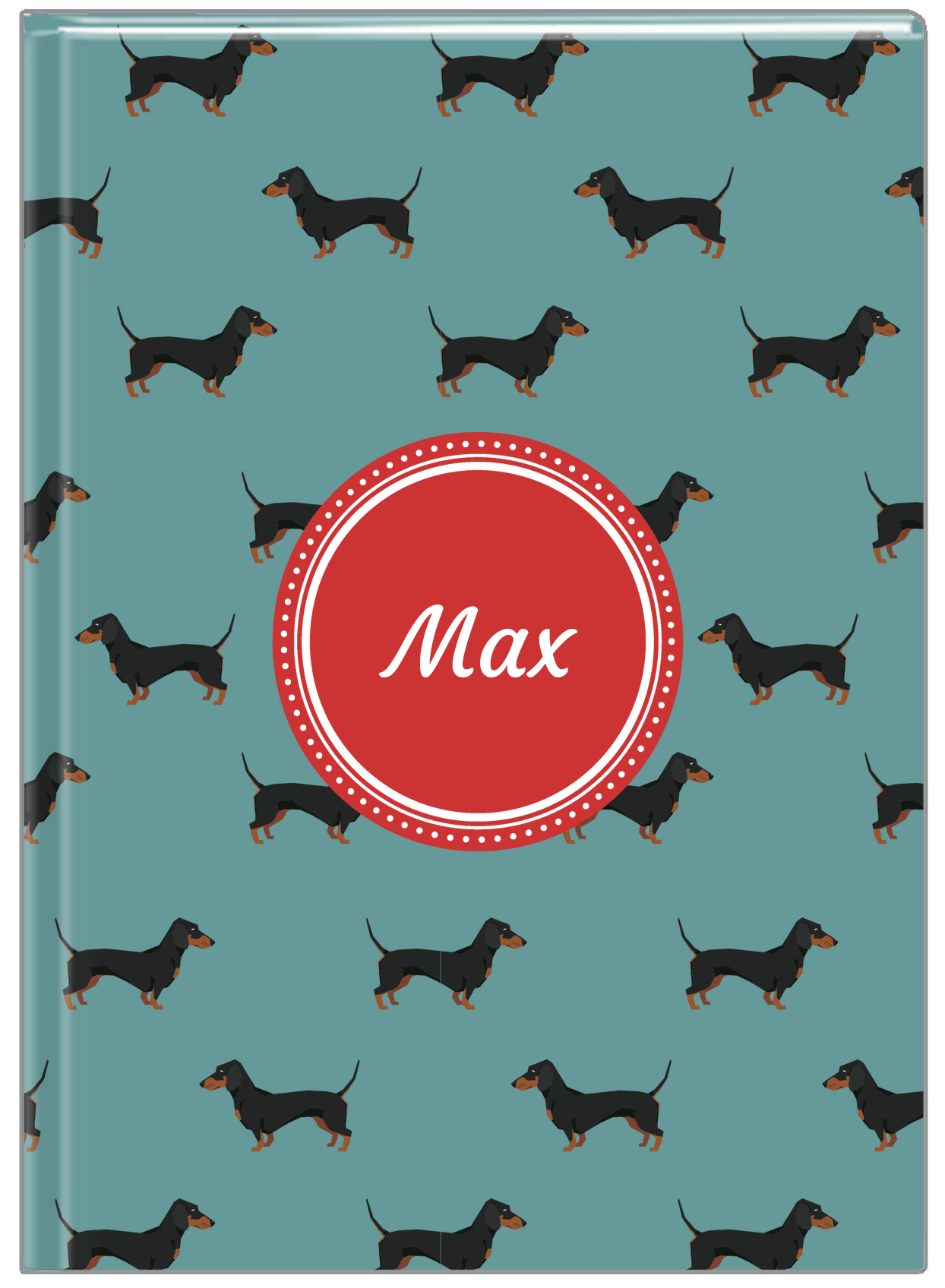 Personalized Dogs Journal IX - Teal Background - Dachshund - Front View
