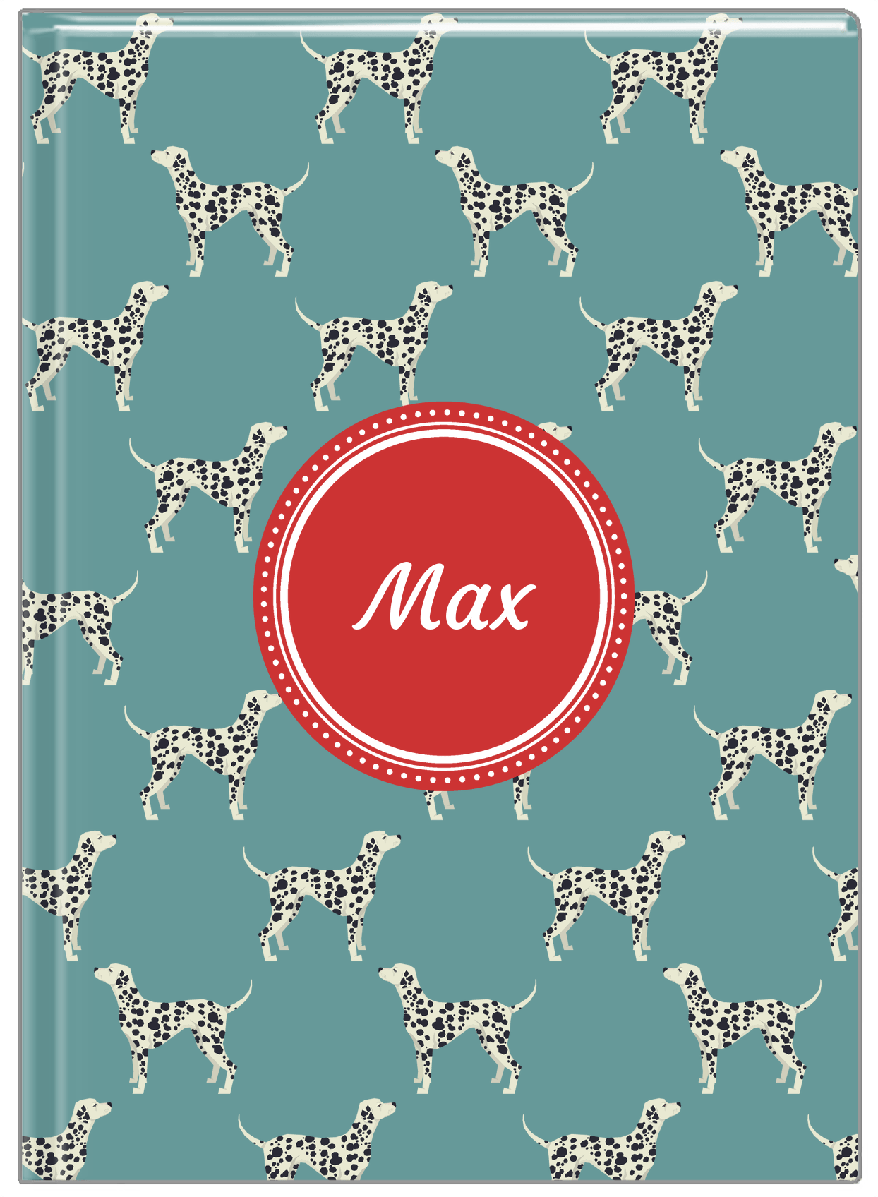Personalized Dogs Journal IX - Teal Background - Dalmatian - Front View