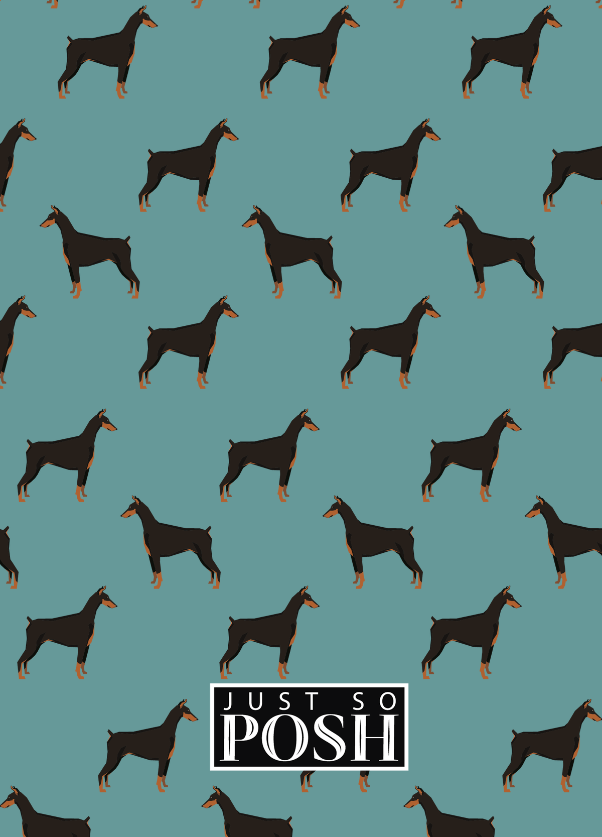 Personalized Dogs Journal IX - Teal Background - Doberman - Back View